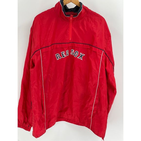 Boston Red‎ Sox Jacket Men Size XXL Red 1/4 Zip Long Sleeve Genuine Merchandise - Picture 1 of 11